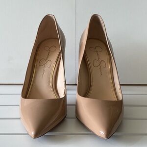 Jessica Simpson Nude Patent Pointed-Toe Pumps